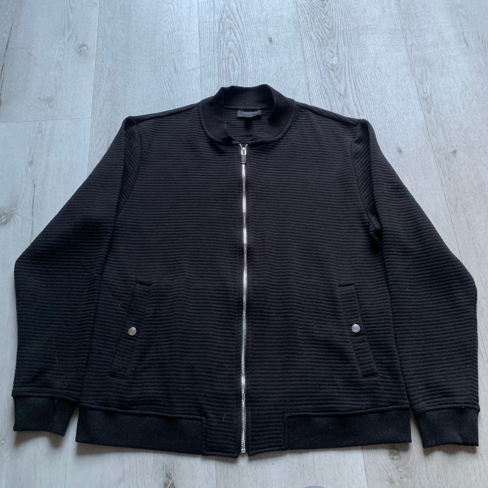 Magaschoni Men's‎ Knit Scuba Ottoman Jacket Black Size M Full Zip